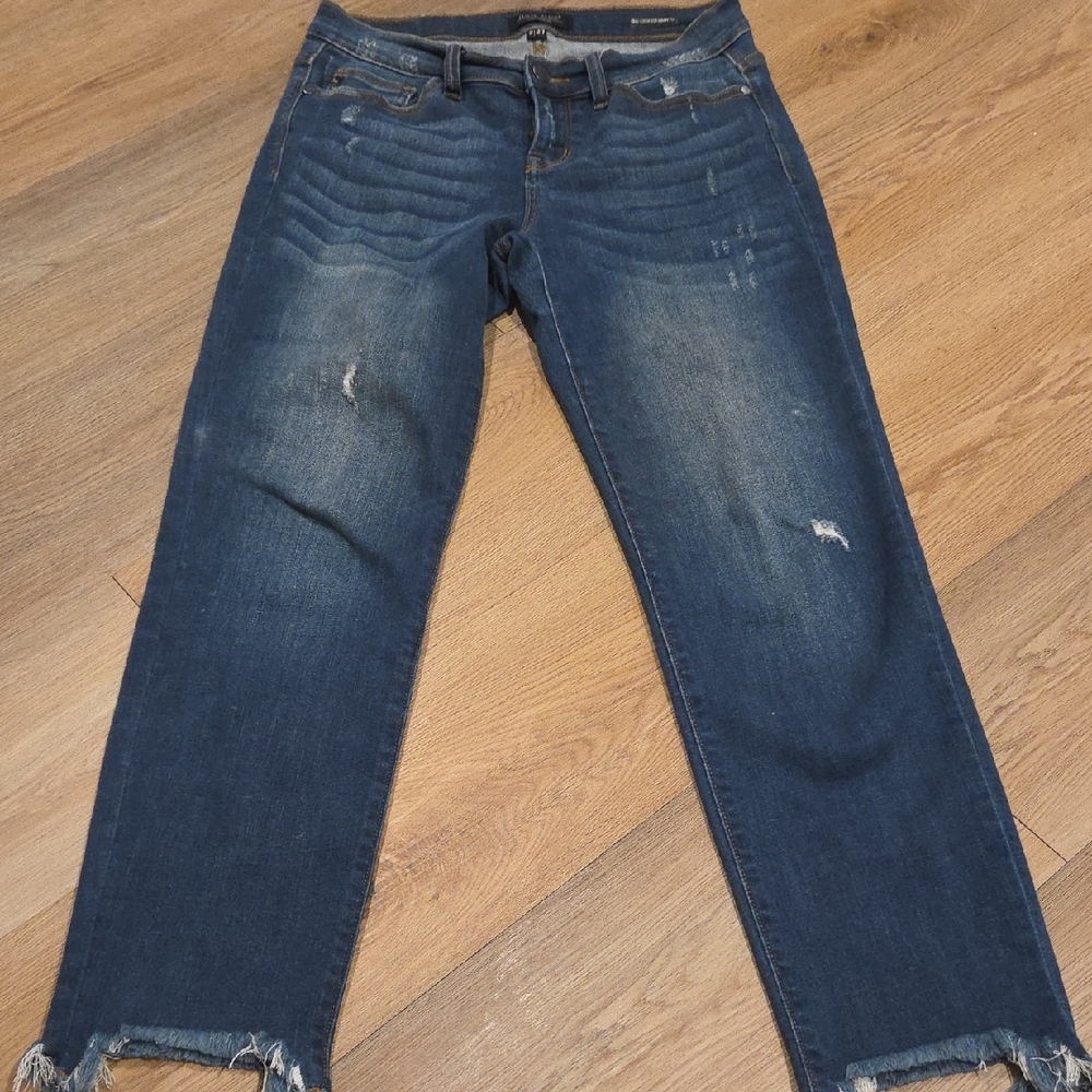 Judy Blue Dark Blue Straight Leg Jeans Distressed